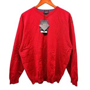 Paul & Shark Yachting V Neck Sweater Men's XL Red Pure New Wool Luxury Italy NWT